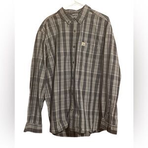 Carhartt‎ Gray Plaid Workwear Casual Preppy Grunge Button Down Shirt Extra Large